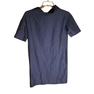 COS Navy Structured Cotton Shift Dress • Size 2 • Minimalist Mock Neck